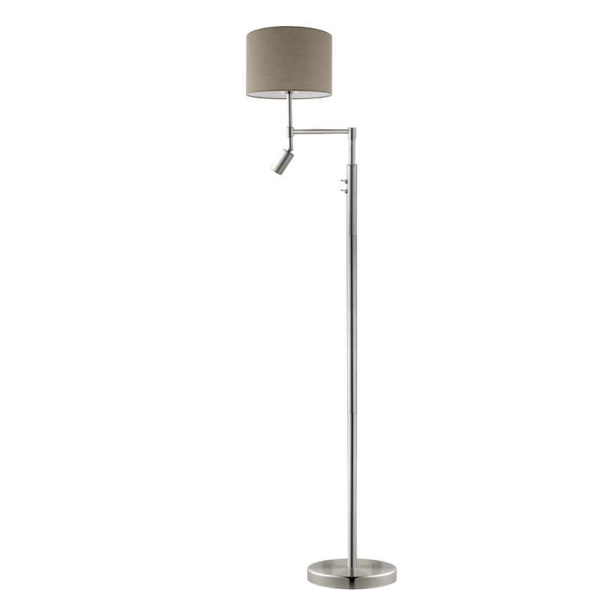 Eglo - LED Grīdas stāvlampa TUNJA 1xE27/60W/230V + LED/2,1W d. 30 cm matēts hroms/taupe