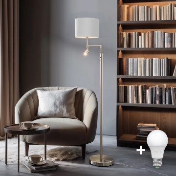 Eglo - LED Grīdas stāvlampa TUNJA 1xE27/60W/230V + LED/2,1W d. 30 cm matēts hroms/balta