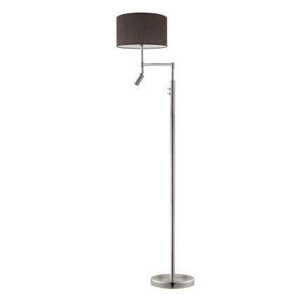Eglo - LED Grīdas stāvlampa TUNJA 1xE27/60W/230V + LED/2,1W d. 38 cm matēts hroms/brūna