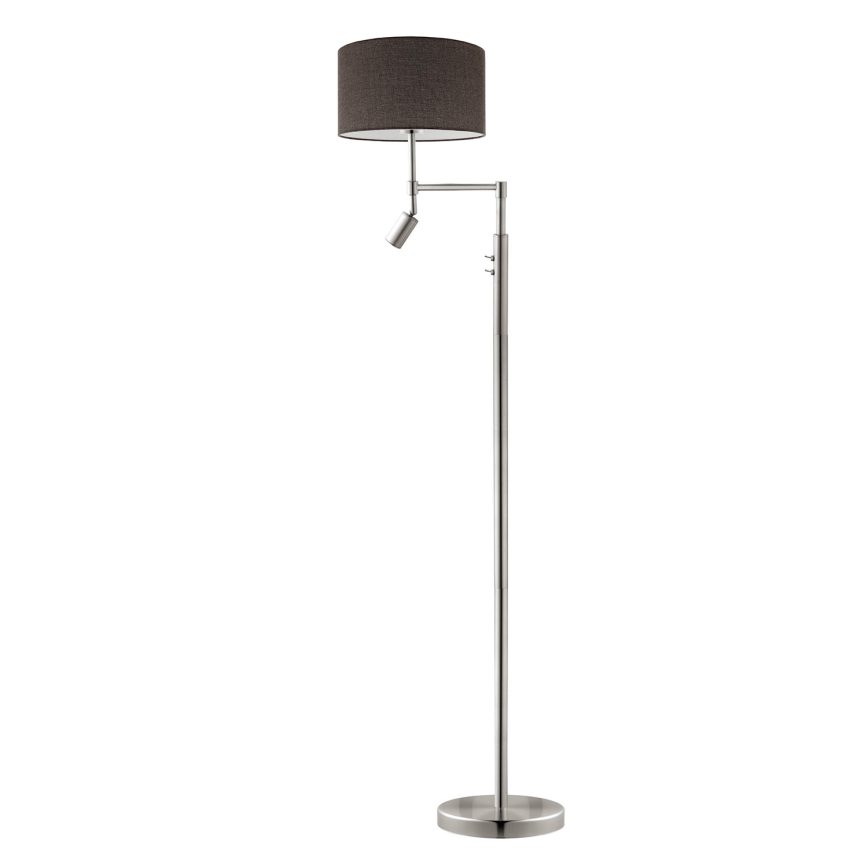 Eglo - LED Grīdas stāvlampa TUNJA 1xE27/60W/230V + LED/2,1W d. 38 cm matēts hroms/brūna