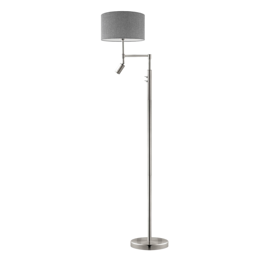 Eglo - LED Grīdas stāvlampa TUNJA 1xE27/60W/230V + LED/2,1W d. 38 cm matēts hroms/pelēka