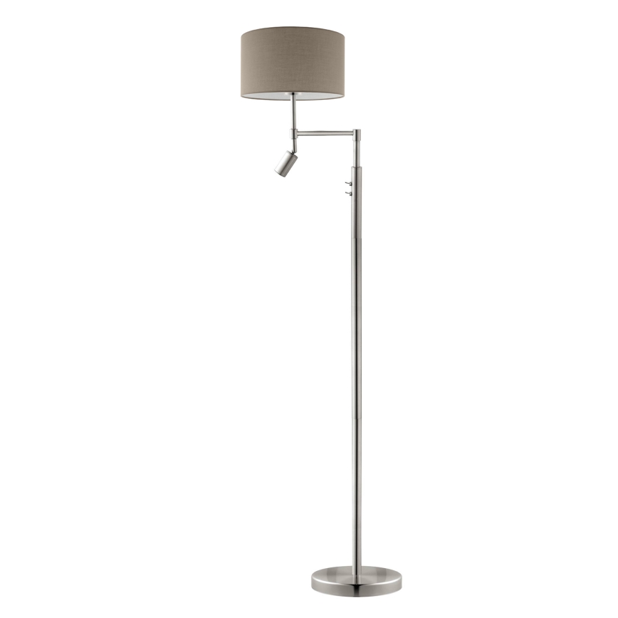 Eglo - LED Grīdas stāvlampa TUNJA 1xE27/60W/230V + LED/2,1W d. 38 cm matēts hroms/taupe