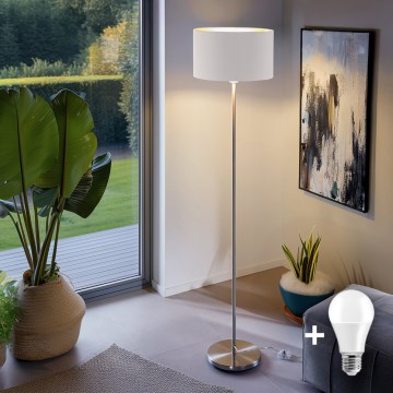 Eglo - LED  Grīdas stāvlampa TUNJA 1xE27/60W/230V matēts hroms/balta