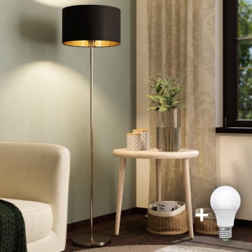 Eglo - LED  Grīdas stāvlampa TUNJA 1xE27/60W/230V matēts hroms/melna