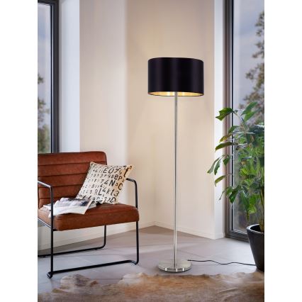 Eglo - LED  Grīdas stāvlampa TUNJA 1xE27/60W/230V matēts hroms/melna