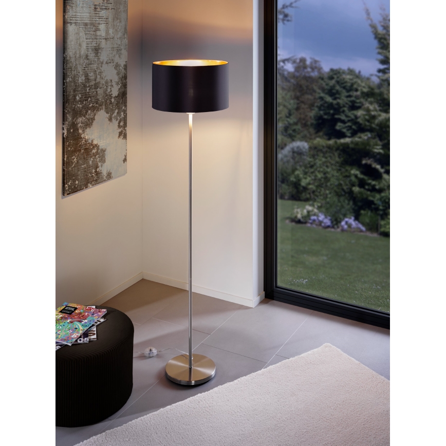 Eglo - LED  Grīdas stāvlampa TUNJA 1xE27/60W/230V matēts hroms/melna