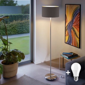 Eglo - LED  Grīdas stāvlampa TUNJA 1xE27/60W/230V matēts hroms/taupe