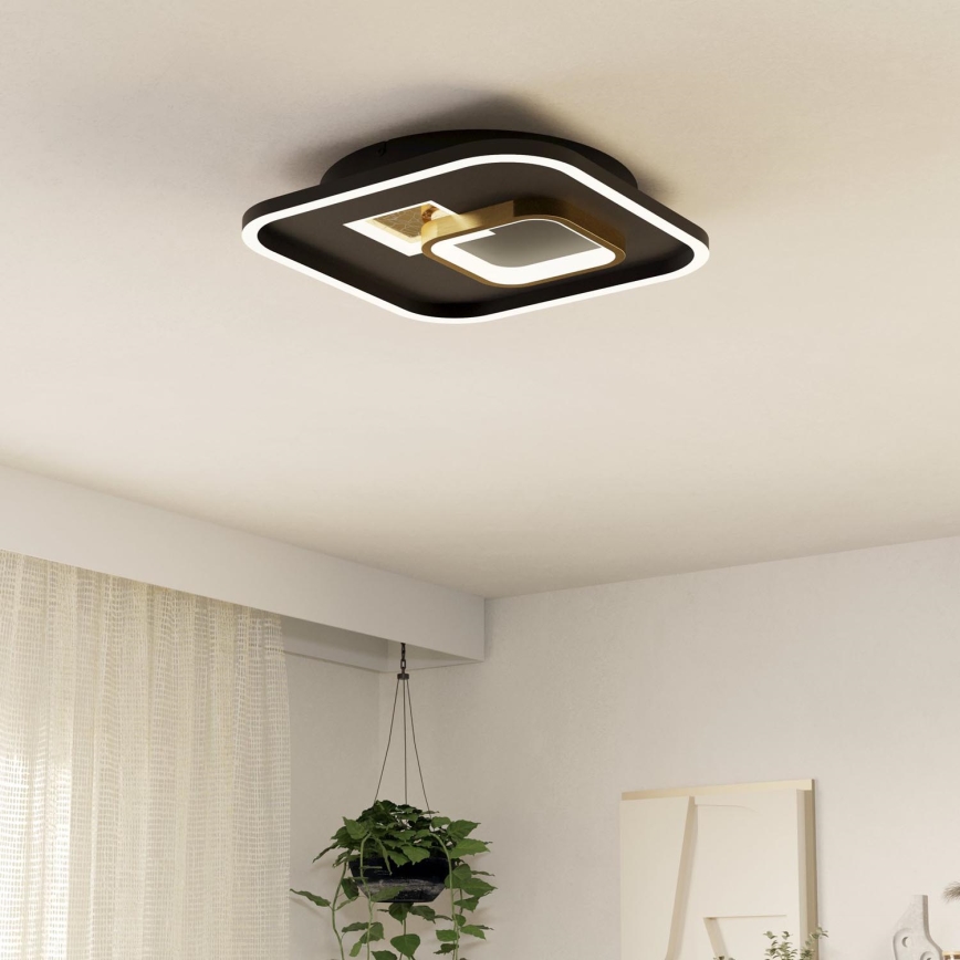 Eglo - LED Griestu lampa 1xLED/16,2W/230V + 1xLED/9,2W 38x38 cm melna/zelta