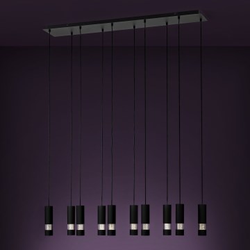 Eglo - LED Lustra ar auklu 10xGU10/4,6W/230V melna