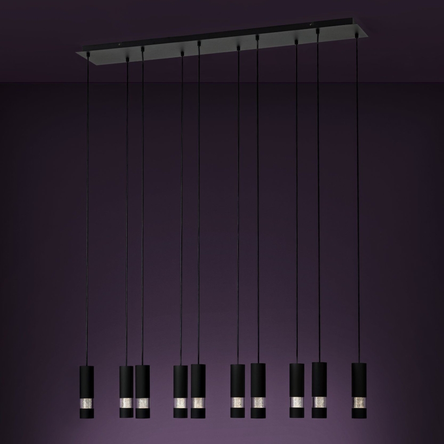 Eglo - LED Lustra ar auklu 10xGU10/4,6W/230V melna