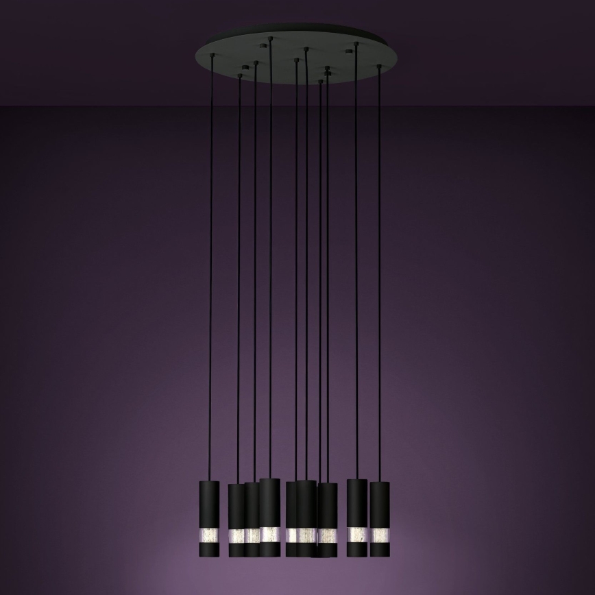 Eglo - LED Lustra ar auklu 10xGU10/4,6W/230V melna