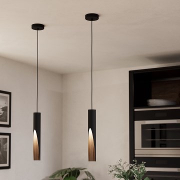 Eglo - LED Lustra ar auklu 1xGU10/4,5W/230V 3000K melna/brūna