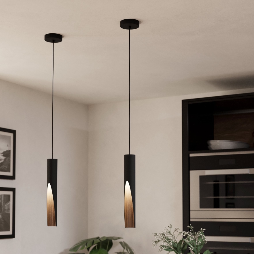 Eglo - LED Lustra ar auklu 1xGU10/4,5W/230V 3000K melna/brūna