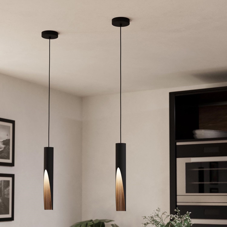 Eglo - LED Lustra ar auklu 1xGU10/4,5W/230V melna/brūna
