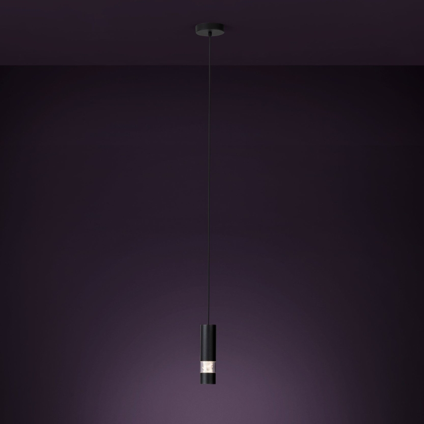 Eglo - LED Lustra ar auklu 1xGU10/4,6W/230V melna