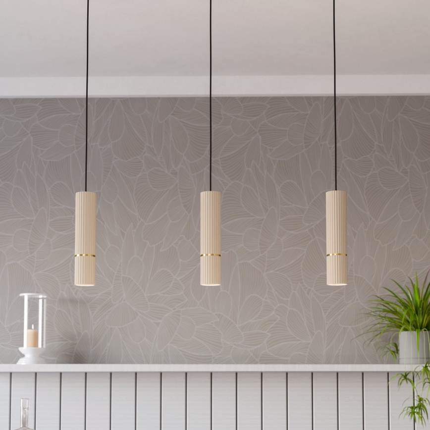 Eglo - LED Lustra ar auklu 3xGU10/5W/230V 3000K bēša