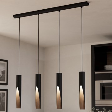 Eglo - LED Lustra ar auklu 4xGU10/4,5W/230V 3000K melna/brūna