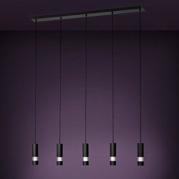 Eglo - LED Lustra ar auklu 5xGU10/4,6W/230V melna
