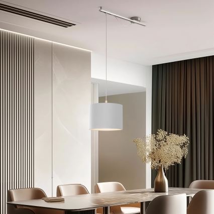 Eglo - LED  Lustra ar auklu CALCENA 1xE27/60W/230V matēts hroms/balta