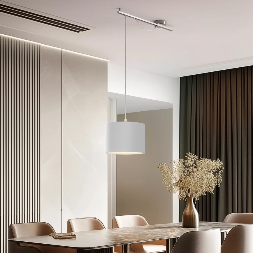 Eglo - LED  Lustra ar auklu CALCENA 1xE27/60W/230V matēts hroms/balta