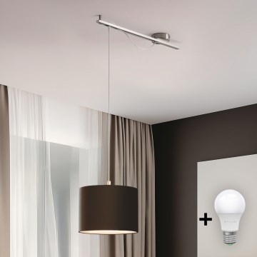 Eglo - LED Lustra ar auklu CALCENA 1xE27/60W/230V hroms/brūna