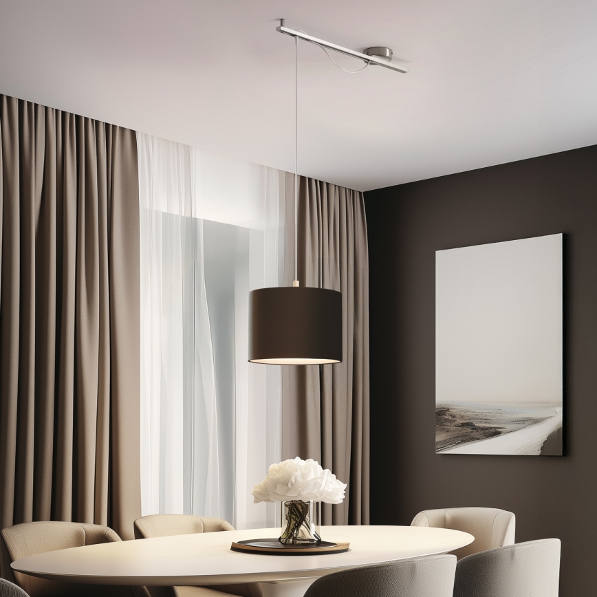 Eglo - LED Lustra ar auklu CALCENA 1xE27/60W/230V hroms/brūna