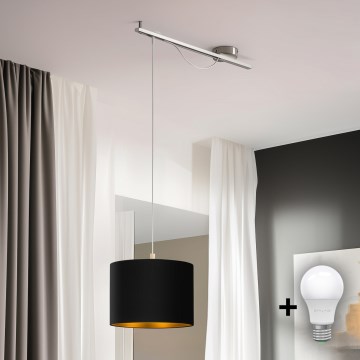 Eglo - LED Lustra ar auklu CALCENA 1xE27/60W/230V hroms/melna