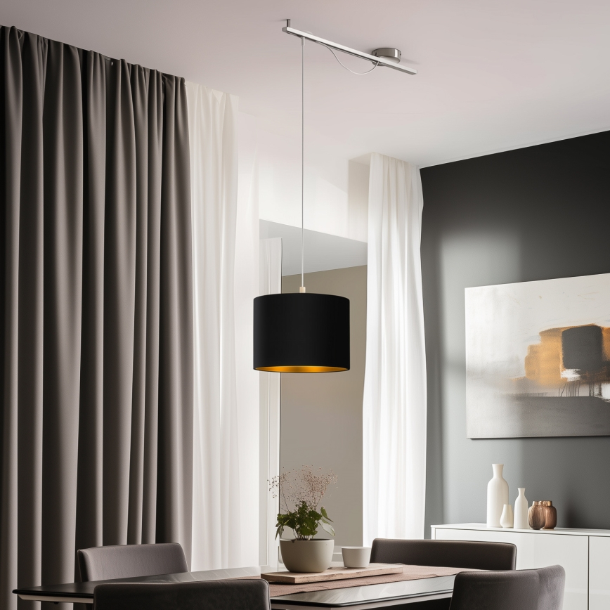 Eglo - LED Lustra ar auklu CALCENA 1xE27/60W/230V hroms/melna