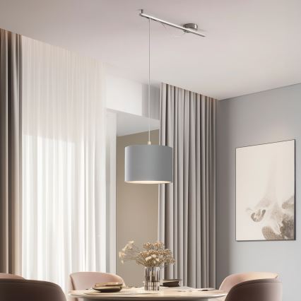Eglo - LED Lustra ar auklu CALCENA 1xE27/60W/230V hroms/pelēka