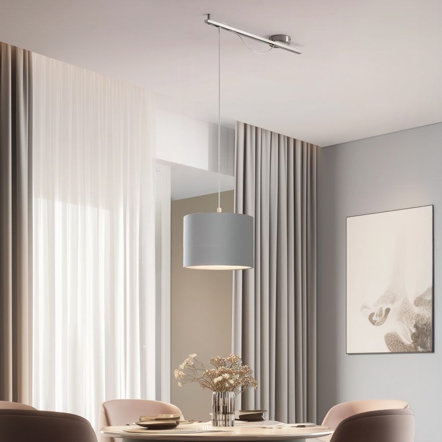 Eglo - LED Lustra ar auklu CALCENA 1xE27/60W/230V hroms/pelēka