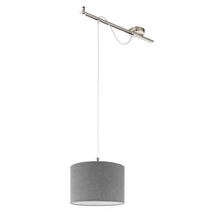 Eglo - LED Lustra ar auklu CALCENA 1xE27/60W/230V hroms/pelēka