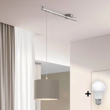 Eglo - LED Lustra ar auklu CALCENA 1xE27/60W/230V hroms/taupe