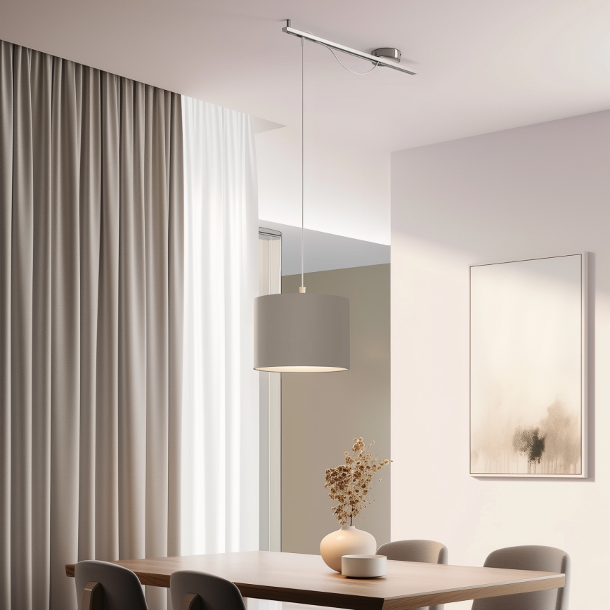 Eglo - LED Lustra ar auklu CALCENA 1xE27/60W/230V hroms/taupe