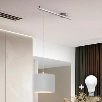 Eglo - LED  Lustra ar auklu CALCENA 1xE27/60W/230V matēts hroms/balta