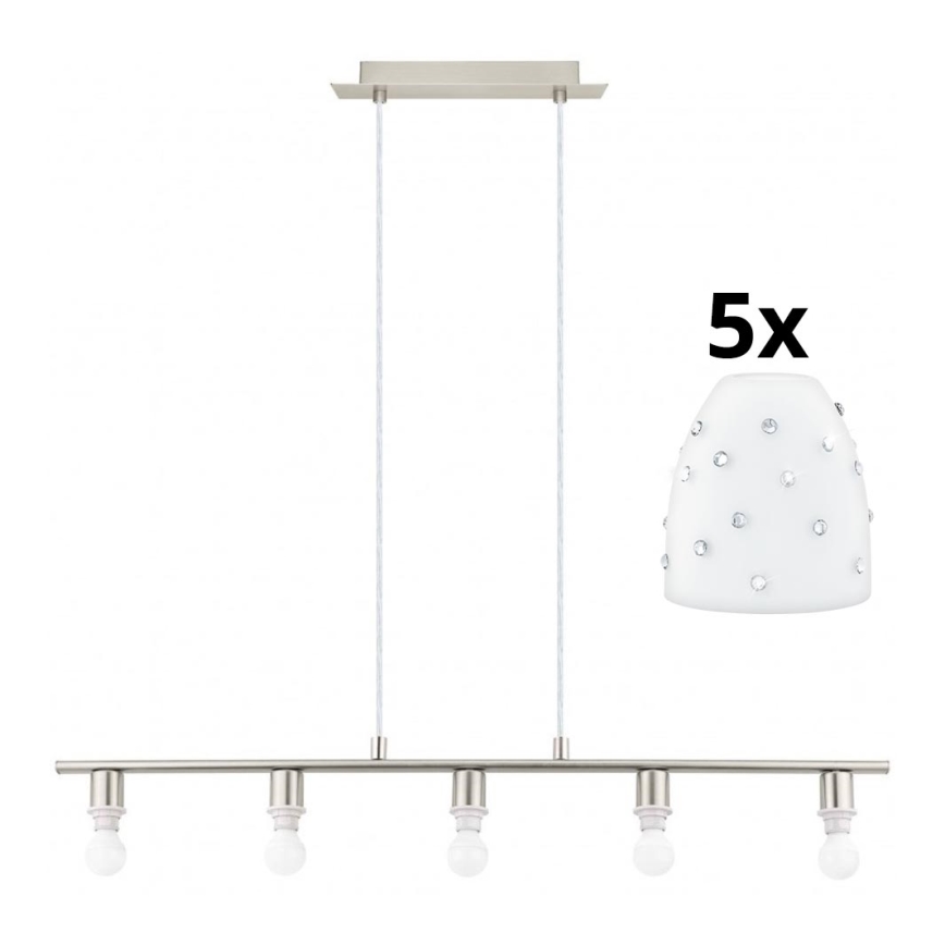 Eglo - LED Lustra ar auklu MY CHOICE 5xE14/4W/230V matēts hroms/balta