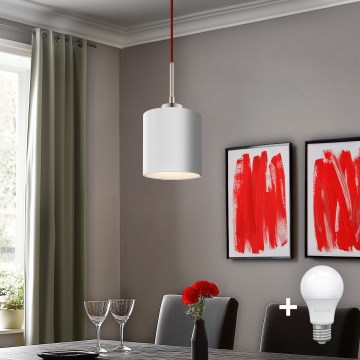 Eglo - LED Lustra ar auklu TUNJA 1xE27/60W/230V balta