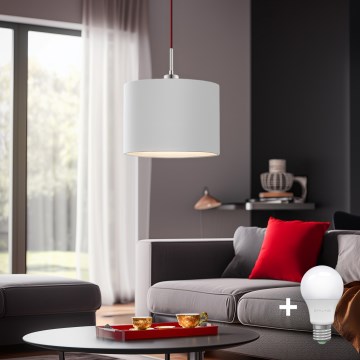 Eglo - LED Lustra ar auklu TUNJA 1xE27/60W/230V balta