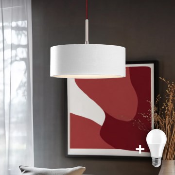 Eglo - LED Lustra ar auklu TUNJA 1xE27/60W/230V balta