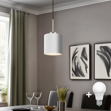 Eglo - LED Lustra ar auklu TUNJA 1xE27/60W/230V balta