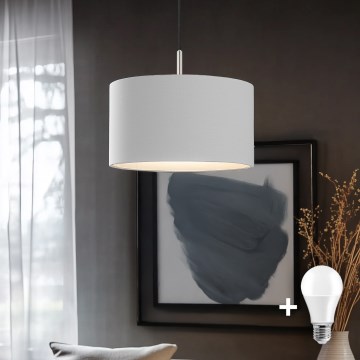 Eglo - LED Lustra ar auklu TUNJA 1xE27/60W/230V balta
