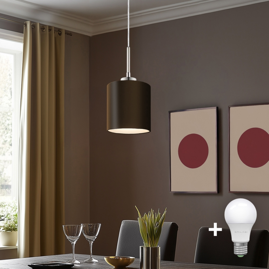 Eglo - LED Lustra ar auklu TUNJA 1xE27/60W/230V brūna