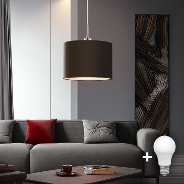 Eglo - LED Lustra ar auklu TUNJA 1xE27/60W/230V brūna