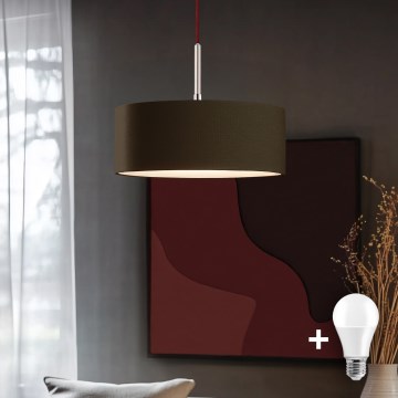 Eglo - LED Lustra ar auklu TUNJA 1xE27/60W/230V brūna