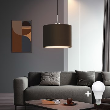 Eglo - LED Lustra ar auklu TUNJA 1xE27/60W/230V brūna