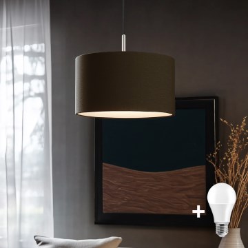 Eglo - LED Lustra ar auklu TUNJA 1xE27/60W/230V brūna