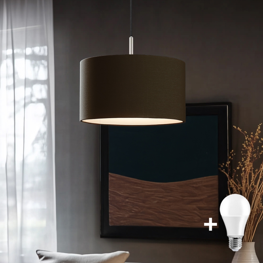 Eglo - LED Lustra ar auklu TUNJA 1xE27/60W/230V brūna