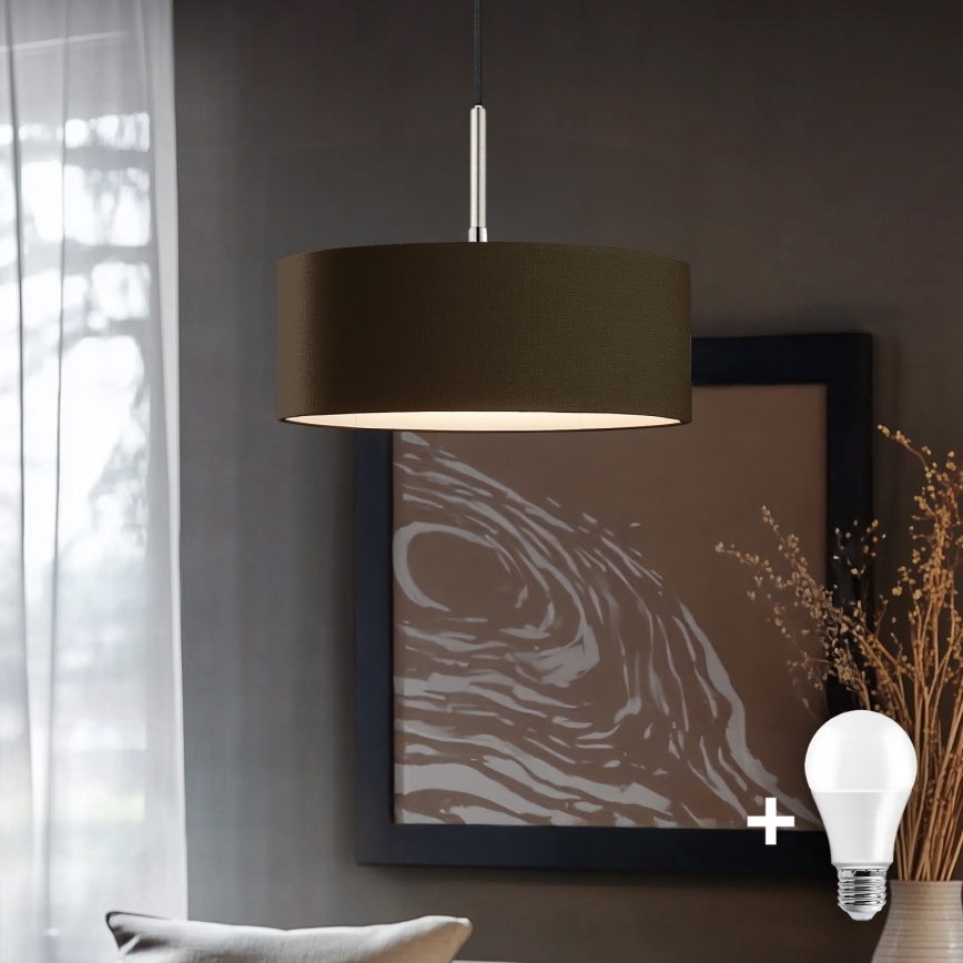 Eglo - LED Lustra ar auklu TUNJA 1xE27/60W/230V brūna