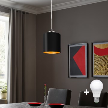 Eglo - LED Lustra ar auklu TUNJA 1xE27/60W/230V melna