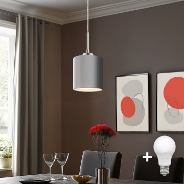 Eglo - LED Lustra ar auklu TUNJA 1xE27/60W/230V pelēka