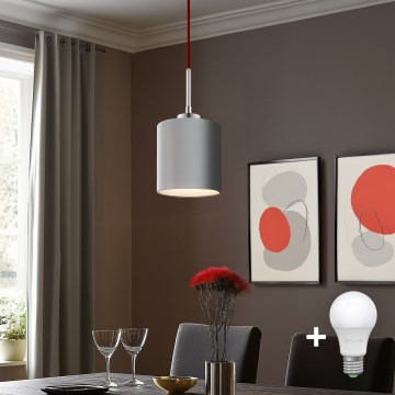 Eglo - LED Lustra ar auklu TUNJA 1xE27/60W/230V pelēka
